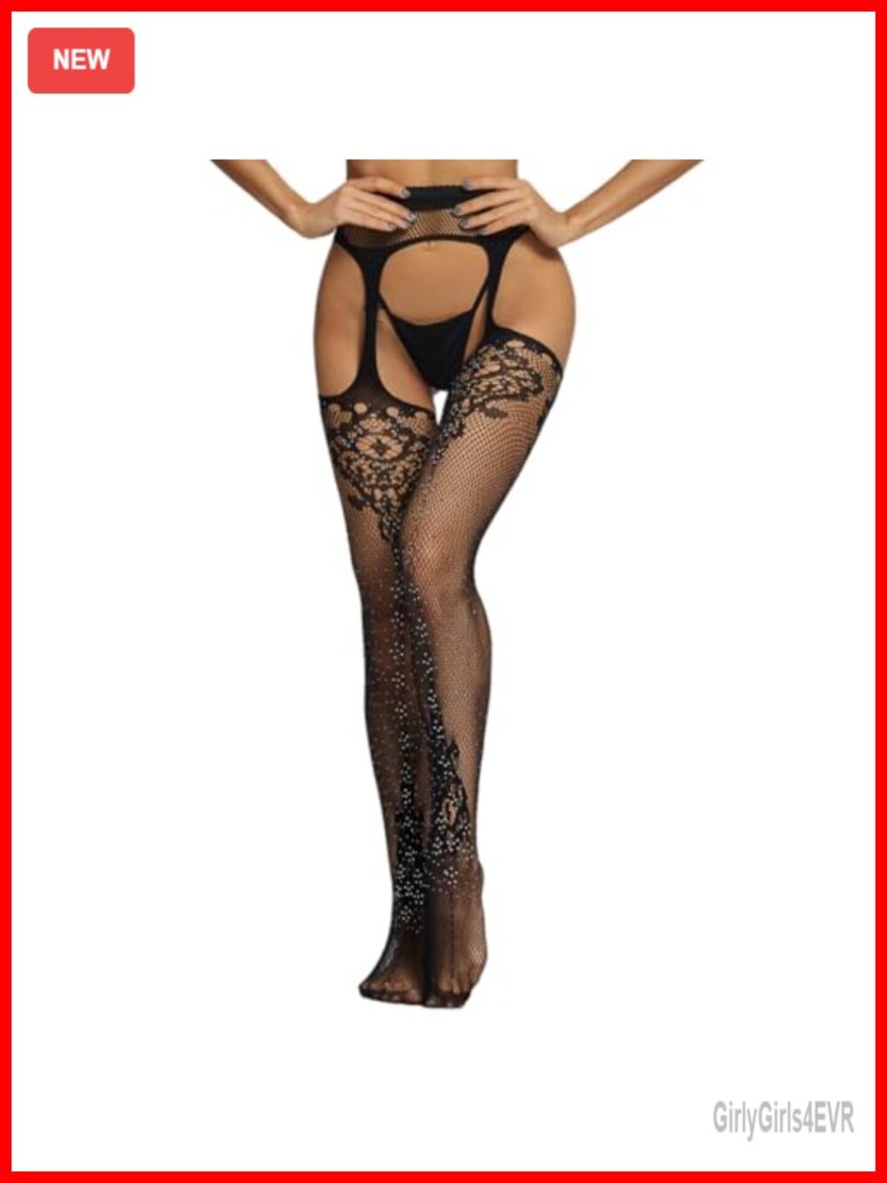 High Waisted Fishnet Tights Rhinestone Crystal Pantyhose